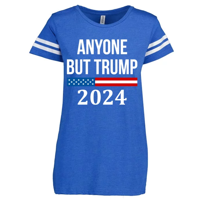 Anyone But Trump 2024 Presidential Campaign Style Enza Ladies Jersey Football T-Shirt