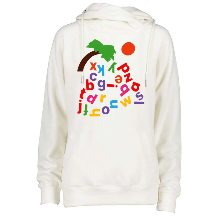 Alphabet Boom Tree Womens Funnel Neck Pullover Hood