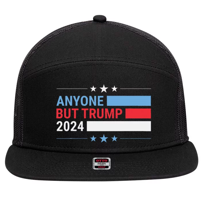 Anyone But Trump 2024 President Election Funny Anti Trump 7 Panel Mesh Trucker Snapback Hat