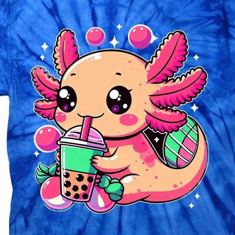 Axolotl Boba Tea Kawaii Neko Japanese Bubble Tea Tie-Dye T-Shirt