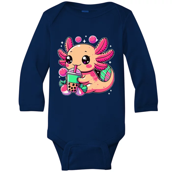 Axolotl Boba Tea Kawaii Neko Japanese Bubble Tea Baby Long Sleeve Bodysuit