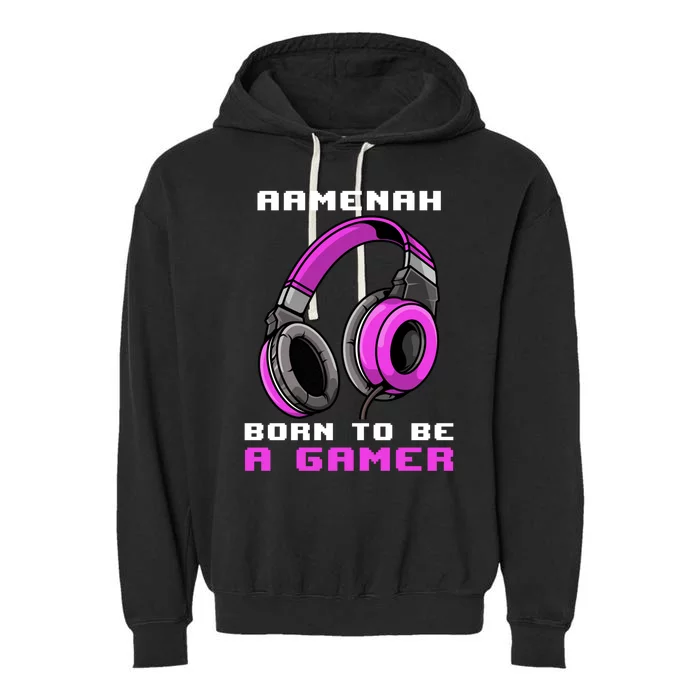 Aaah Born To Be A Gamer Personalized Gift Garment-Dyed Fleece Hoodie