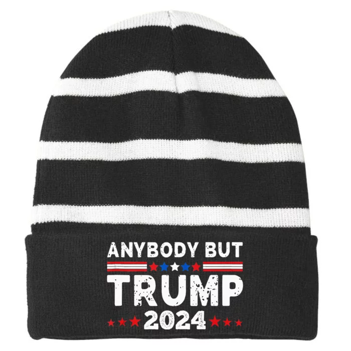 Anybody But Trump 2024 Anyone But Trump Presidential Striped Beanie with Solid Band