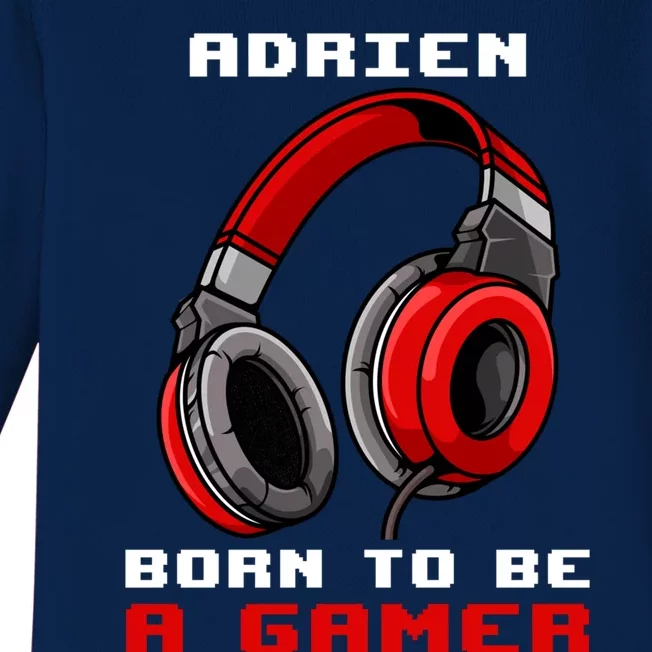 Adrien Born To Be A Gamer Personalized Cool Gift Baby Long Sleeve Bodysuit