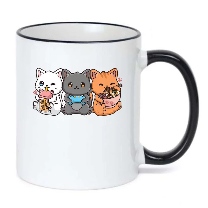 Anime Boba Tea Bubble Tea Gaming Gamer Ramen Cat Black Color Changing Mug