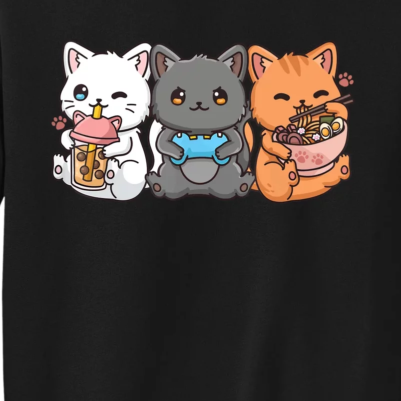 Anime Boba Tea Bubble Tea Gaming Gamer Ramen Cat Sweatshirt