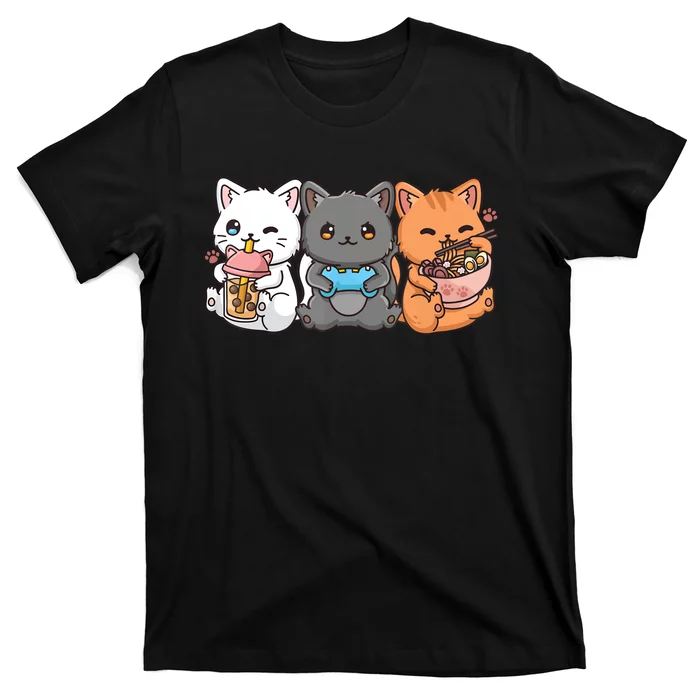 Anime Boba Tea Bubble Tea Gaming Gamer Ramen Cat T-Shirt