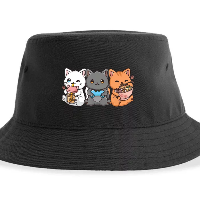 Anime Boba Tea Bubble Tea Gaming Gamer Ramen Cat Sustainable Bucket Hat