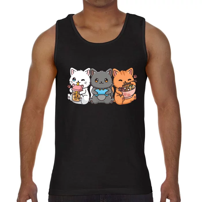 Anime Boba Tea Bubble Tea Gaming Gamer Ramen Cat Comfort Colors® Tank Top