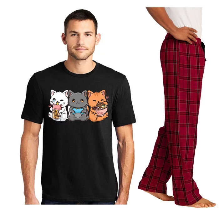 Anime Boba Tea Bubble Tea Gaming Gamer Ramen Cat Pajama Set