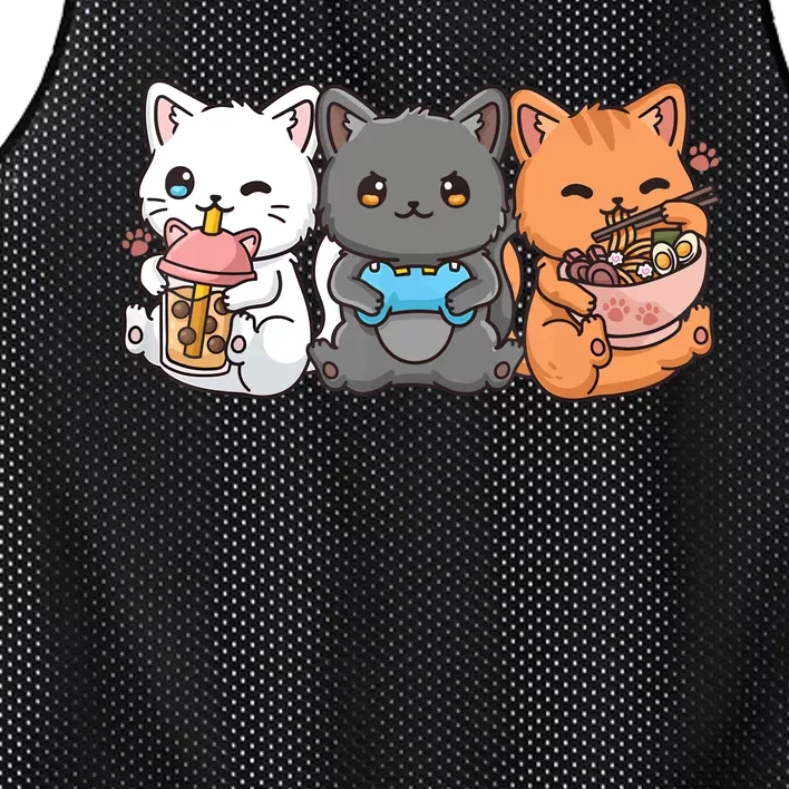 Anime Boba Tea Bubble Tea Gaming Gamer Ramen Cat Mesh Reversible Basketball Jersey Tank