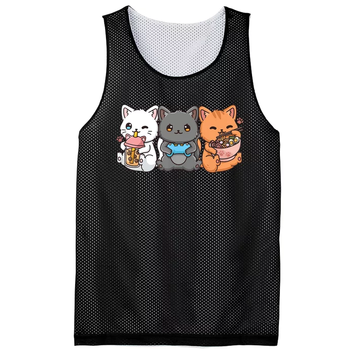 Anime Boba Tea Bubble Tea Gaming Gamer Ramen Cat Mesh Reversible Basketball Jersey Tank