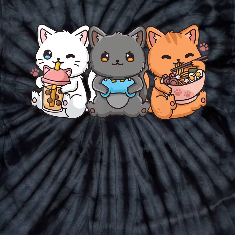 Anime Boba Tea Bubble Tea Gaming Gamer Ramen Cat Tie-Dye T-Shirt