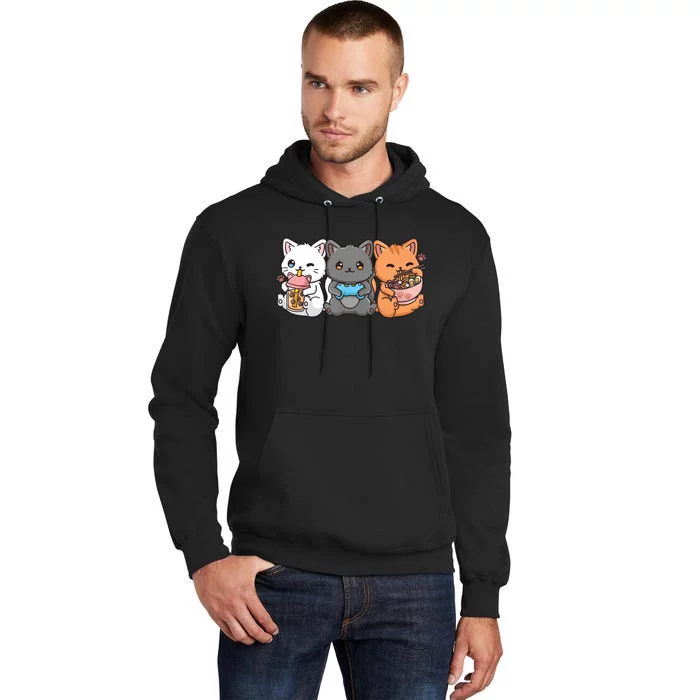 Anime Boba Tea Bubble Tea Gaming Gamer Ramen Cat Tall Hoodie