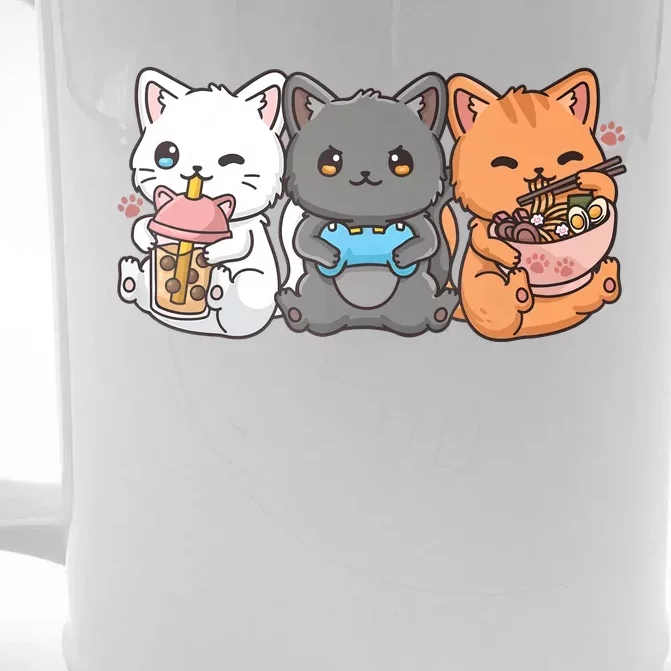 Anime Boba Tea Bubble Tea Gaming Gamer Ramen Cat Front & Back Beer Stein