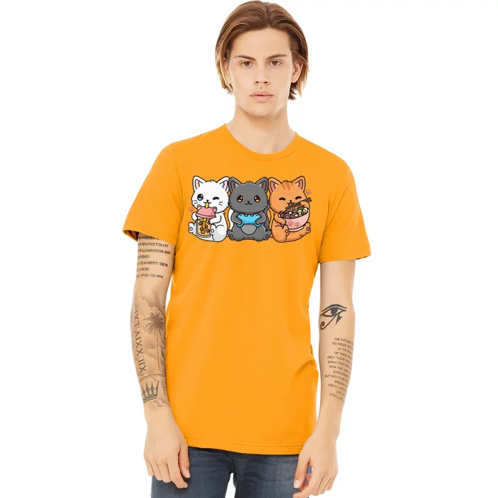 Anime Boba Tea Bubble Tea Gaming Gamer Ramen Cat Premium T-Shirt