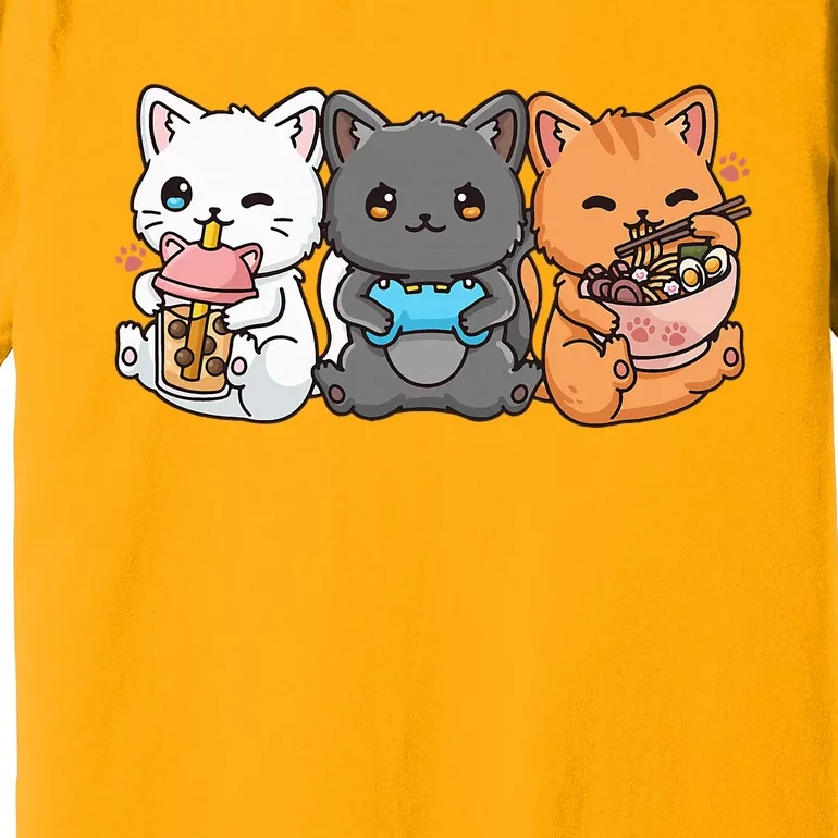 Anime Boba Tea Bubble Tea Gaming Gamer Ramen Cat Premium T-Shirt