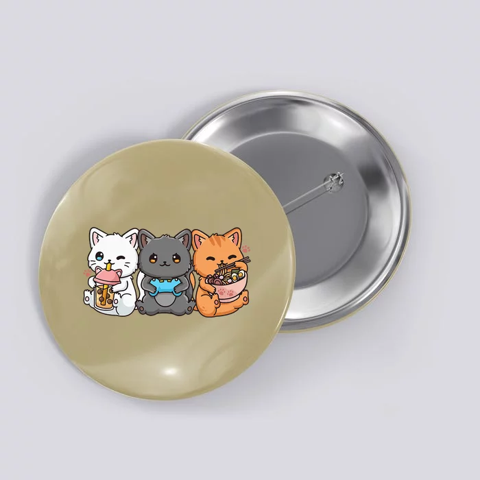 Anime Boba Tea Bubble Tea Gaming Gamer Ramen Cat Button