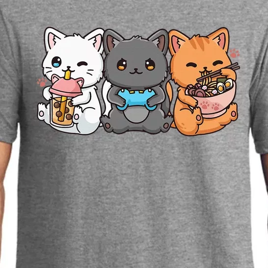 Anime Boba Tea Bubble Tea Gaming Gamer Ramen Cat Pajama Set