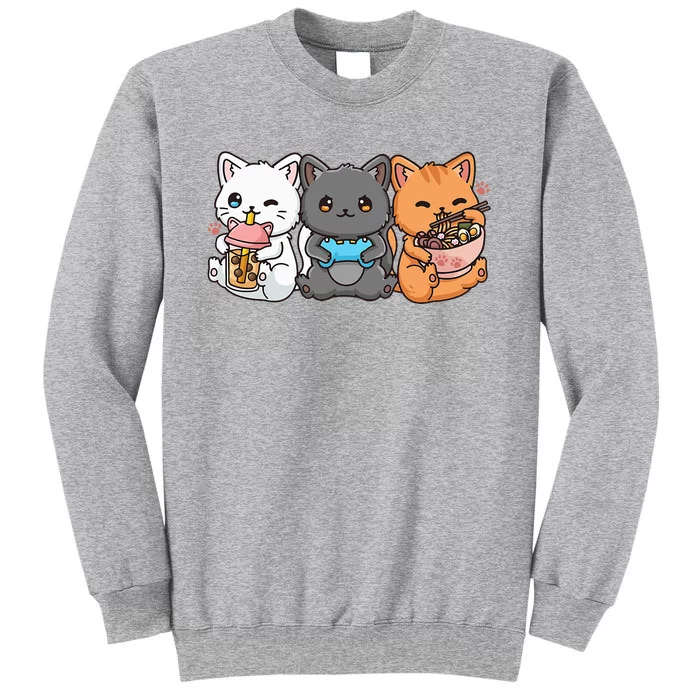 Anime Boba Tea Bubble Tea Gaming Gamer Ramen Cat Tall Sweatshirt