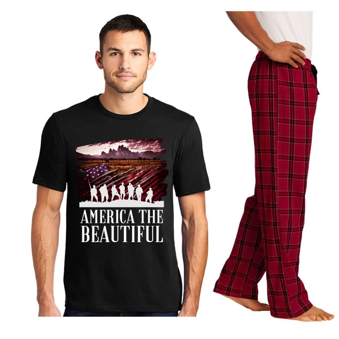 America Beautiful T Mountains Purple T Patriotic Decor Gift Pajama Set