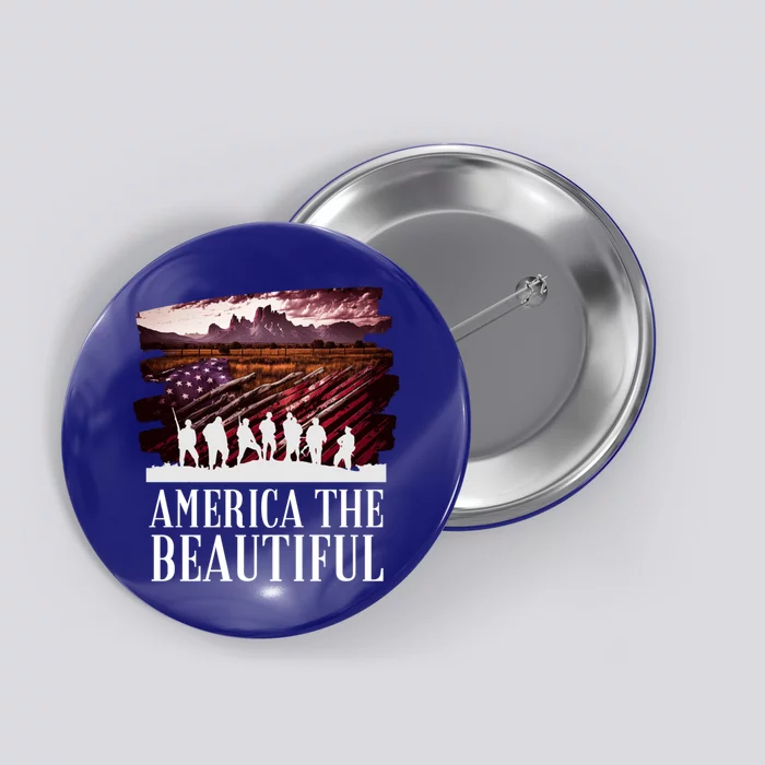 America Beautiful T Mountains Purple T Patriotic Decor Gift Button