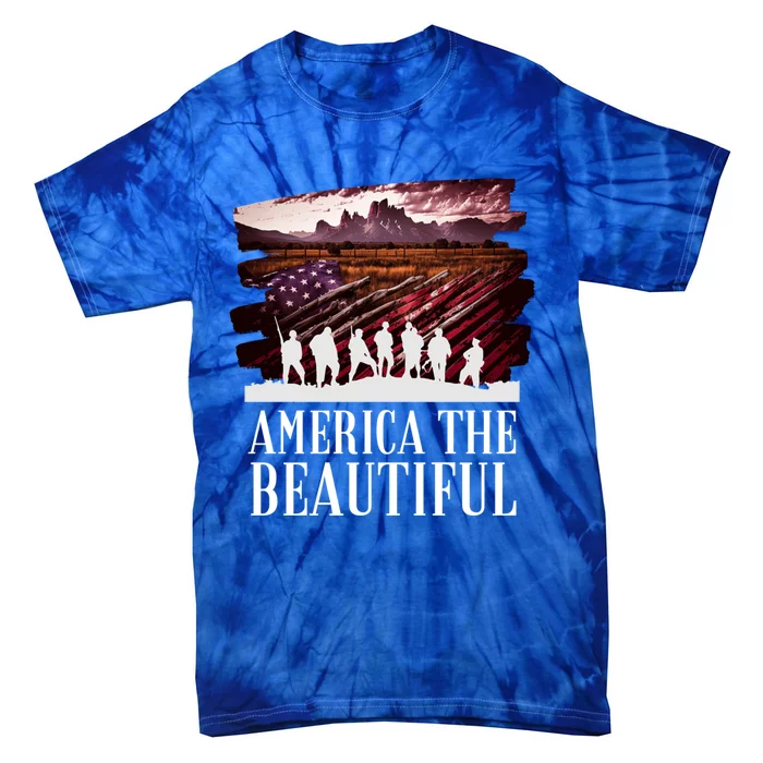 America Beautiful T Mountains Purple T Patriotic Decor Gift Tie-Dye T-Shirt