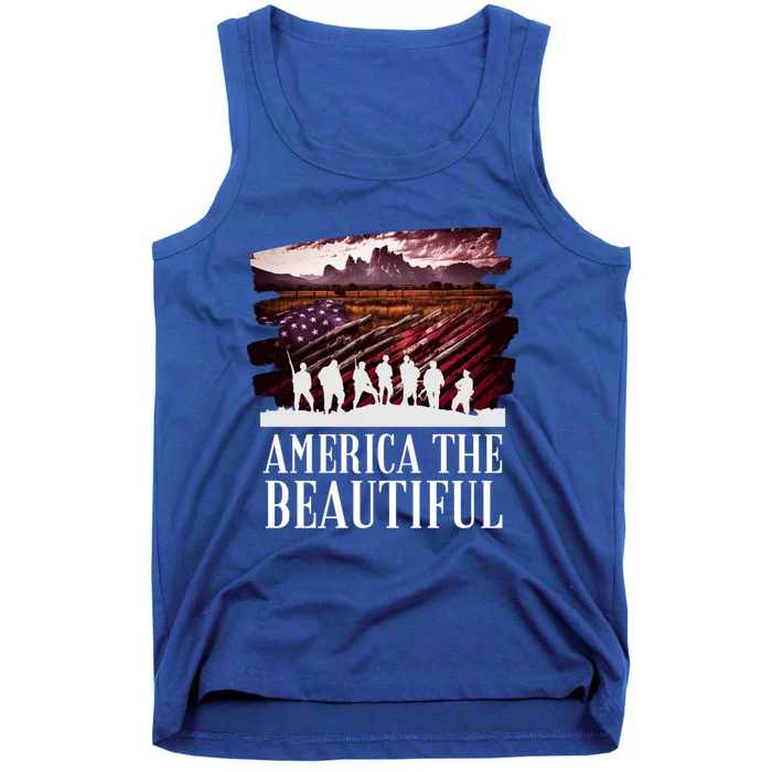 America Beautiful T Mountains Purple T Patriotic Decor Gift Tank Top