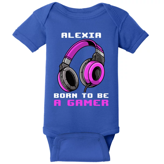 Alexia Born To Be A Gamer Personalized Gift Baby Bodysuit