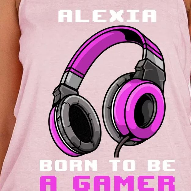 Alexia Born To Be A Gamer Personalized Gift Women's Knotted Racerback Tank