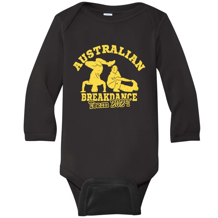 Australian Breakdance Team 2024 Funny Breakdancing Meme 24 Baby Long Sleeve Bodysuit