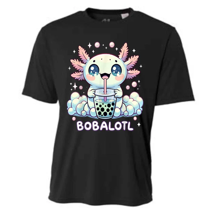 Axolotl Bubble Tea Anime Kawaii Cute Axolotl Cooling Performance Crew T-Shirt