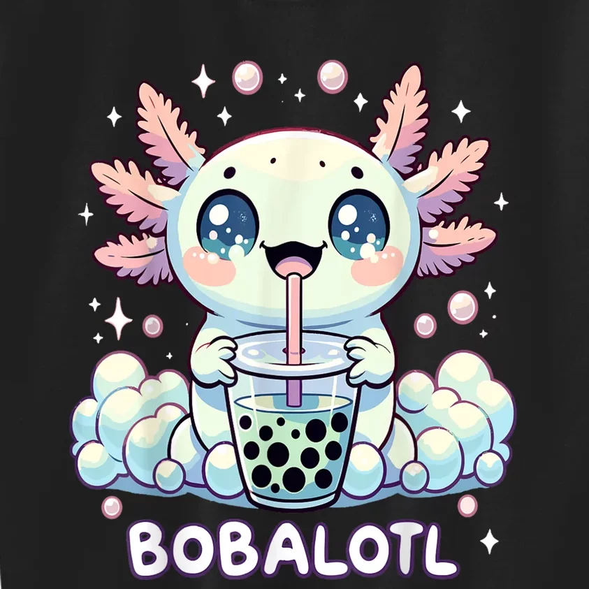 Axolotl Bubble Tea Anime Kawaii Cute Axolotl Kids Sweatshirt