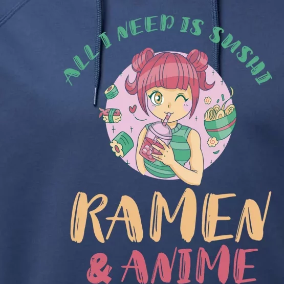 Anime Boba Tea Japanese Foodie Ra Sushi Lover Gift Performance Fleece Hoodie