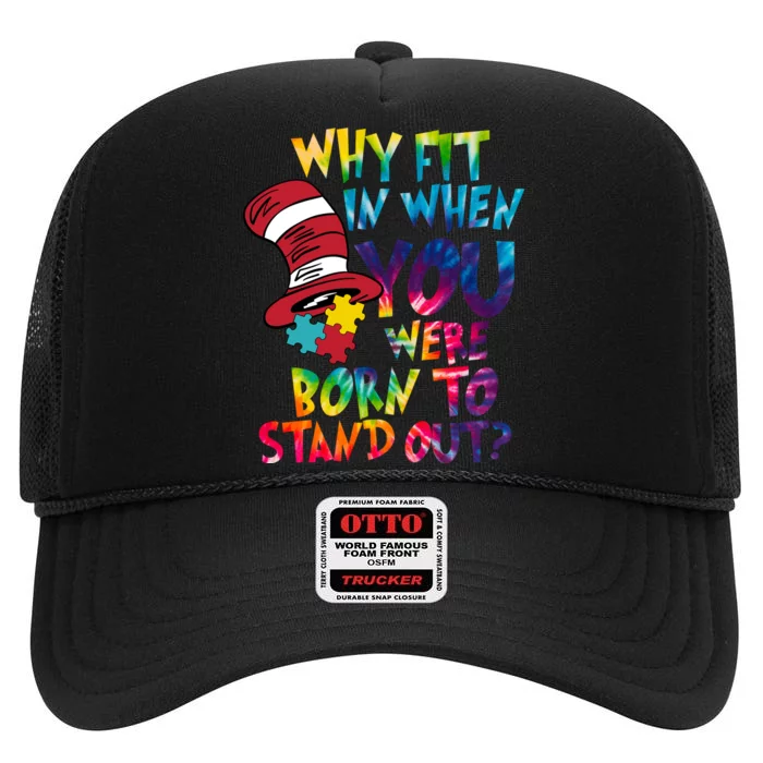 Autism Born To Stand Out High Crown Mesh Trucker Hat