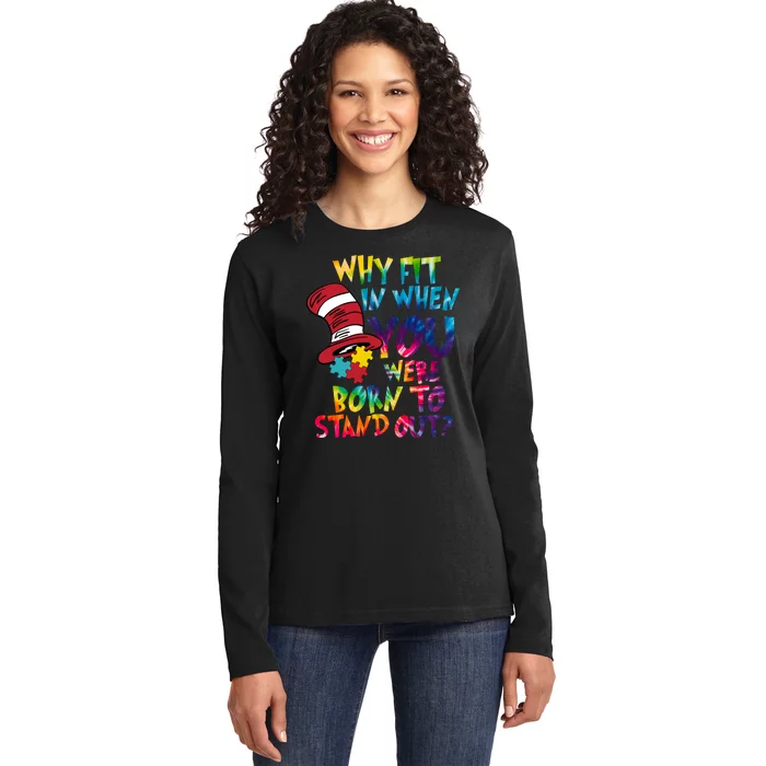 Autism Born To Stand Out Ladies Long Sleeve Shirt