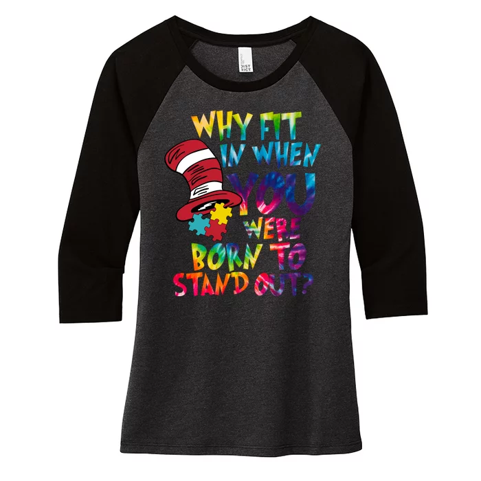 Autism Born To Stand Out Women's Tri-Blend 3/4-Sleeve Raglan Shirt