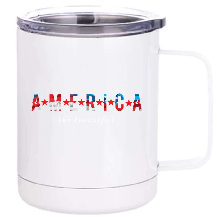 America Beautiful United States Usa American Flag Gift Front & Back 12oz Stainless Steel Tumbler Cup