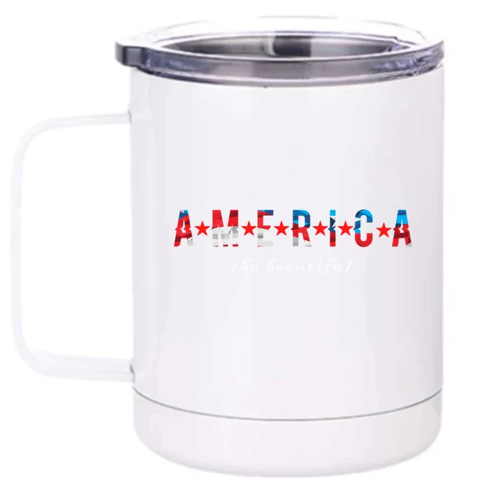 America Beautiful United States Usa American Flag Gift Front & Back 12oz Stainless Steel Tumbler Cup