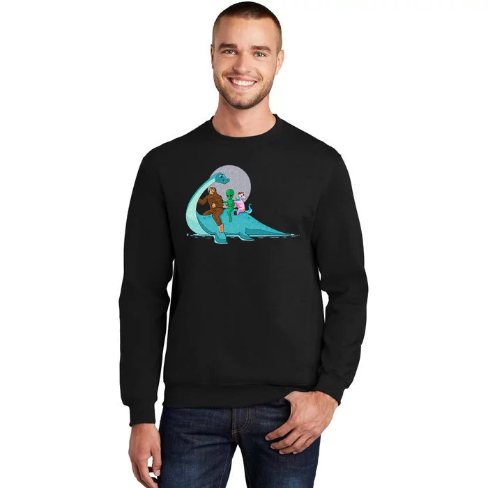 Alien Bigfoot Unicorn Riding Loch Ness Monster Cryptozoology Sweatshirt