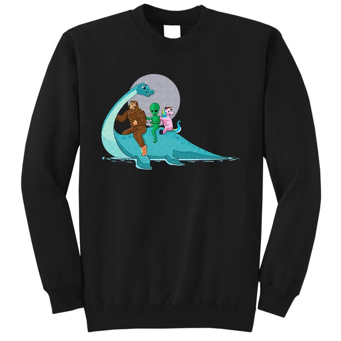 Alien Bigfoot Unicorn Riding Loch Ness Monster Cryptozoology Sweatshirt