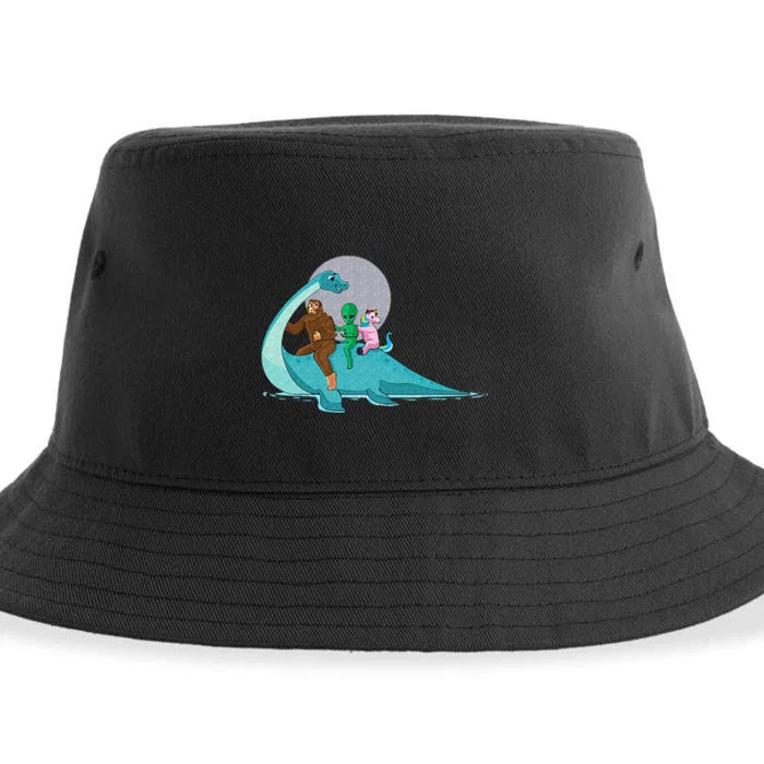 Alien Bigfoot Unicorn Riding Loch Ness Monster Cryptozoology Sustainable Bucket Hat