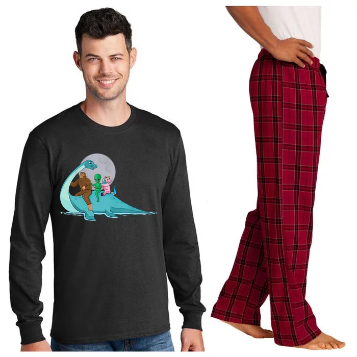 Alien Bigfoot Unicorn Riding Loch Ness Monster Cryptozoology Long Sleeve Pajama Set