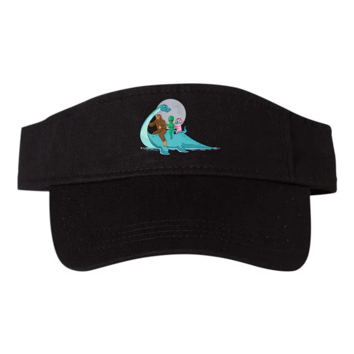 Alien Bigfoot Unicorn Riding Loch Ness Monster Cryptozoology Valucap Bio-Washed Visor