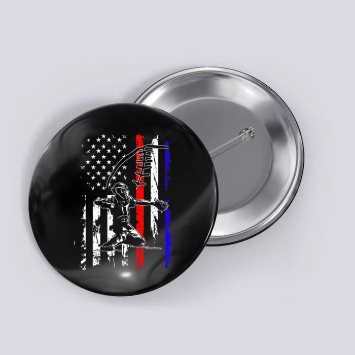 America Baseball USA Flag Love Sport 4th of July Button