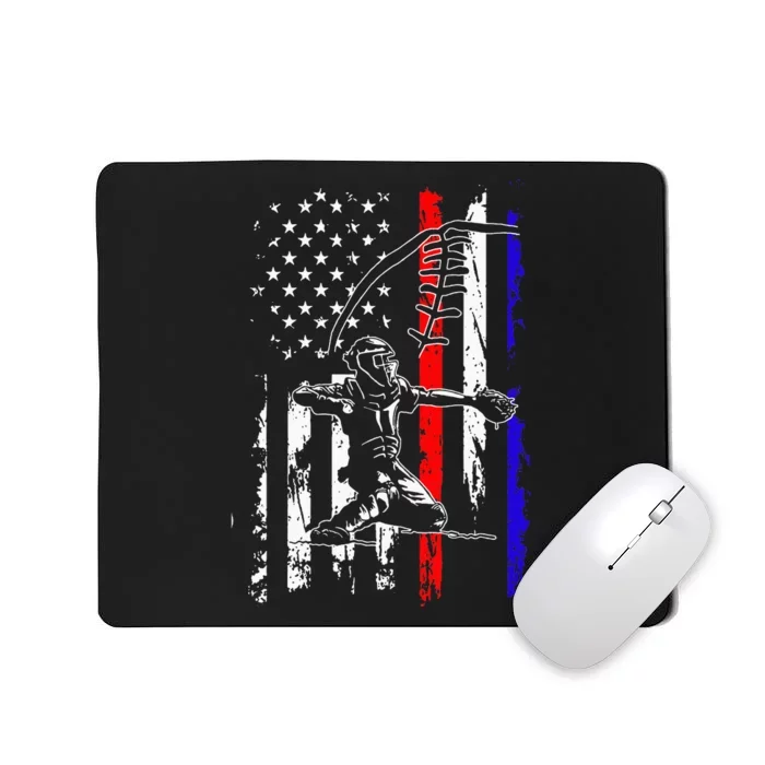 America Baseball USA Flag Love Sport 4th of July Mousepad