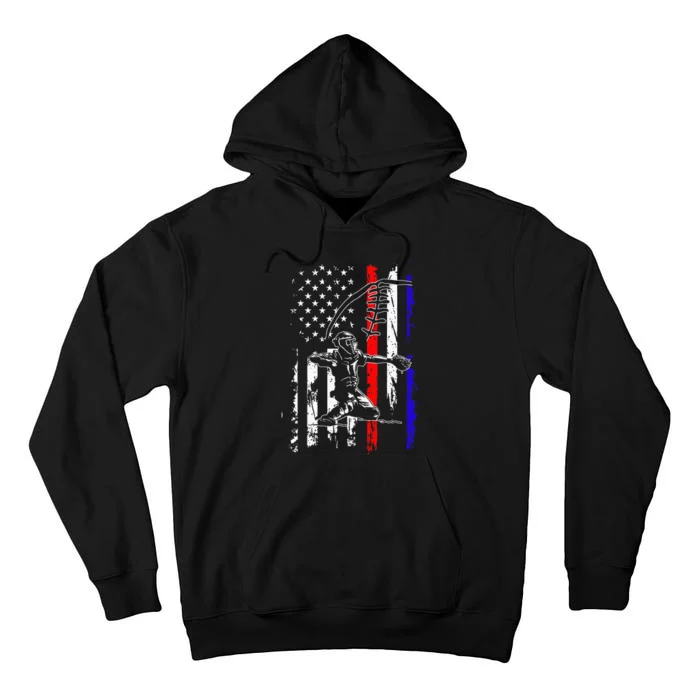 America Baseball USA Flag Love Sport 4th of July Tall Hoodie