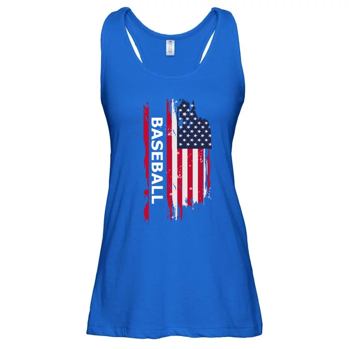 American Baseball Usa Flag Cute Gift Ladies Essential Flowy Tank