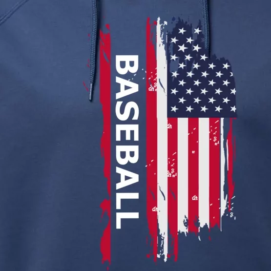 American Baseball Usa Flag Cute Gift Performance Fleece Hoodie