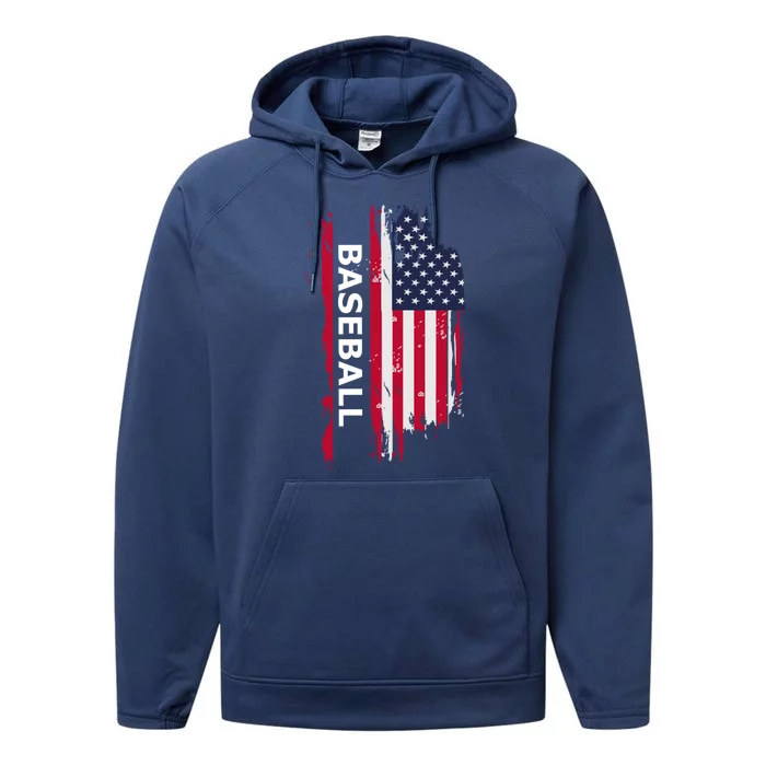 American Baseball Usa Flag Cute Gift Performance Fleece Hoodie